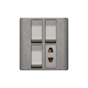 AQUA PINE GREY 3 GANG SWITCH + 1 SOCKET