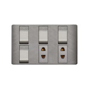 AQUA PINE GREY 4 GANG SWITCH + 2 SOCKET