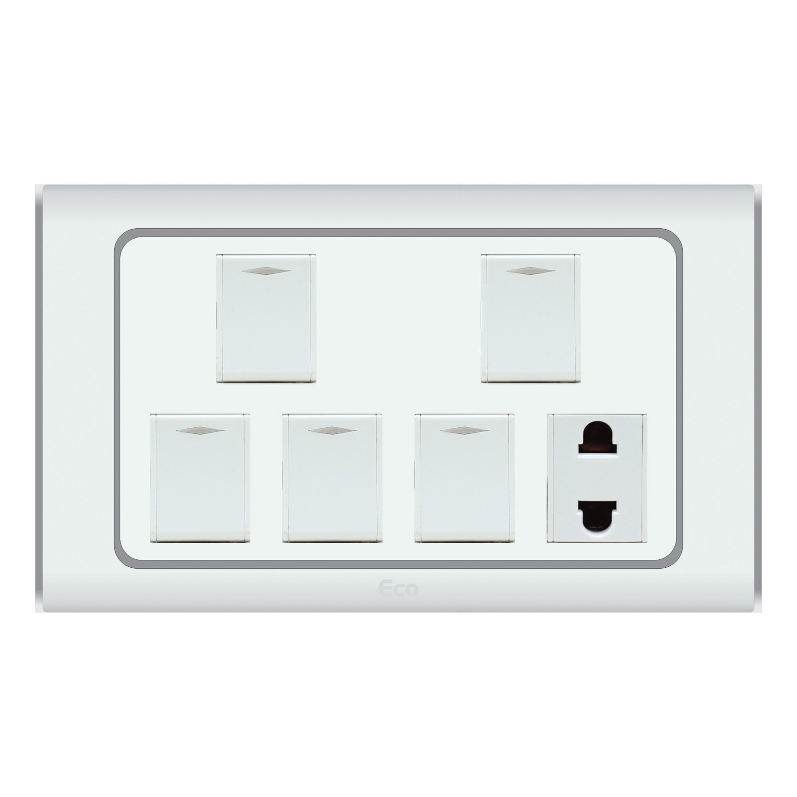 Buy Paradise ECO 5 Gang Switch Plus 1 Socket from best electrical store in Islamabad – Al Rehman Corporation