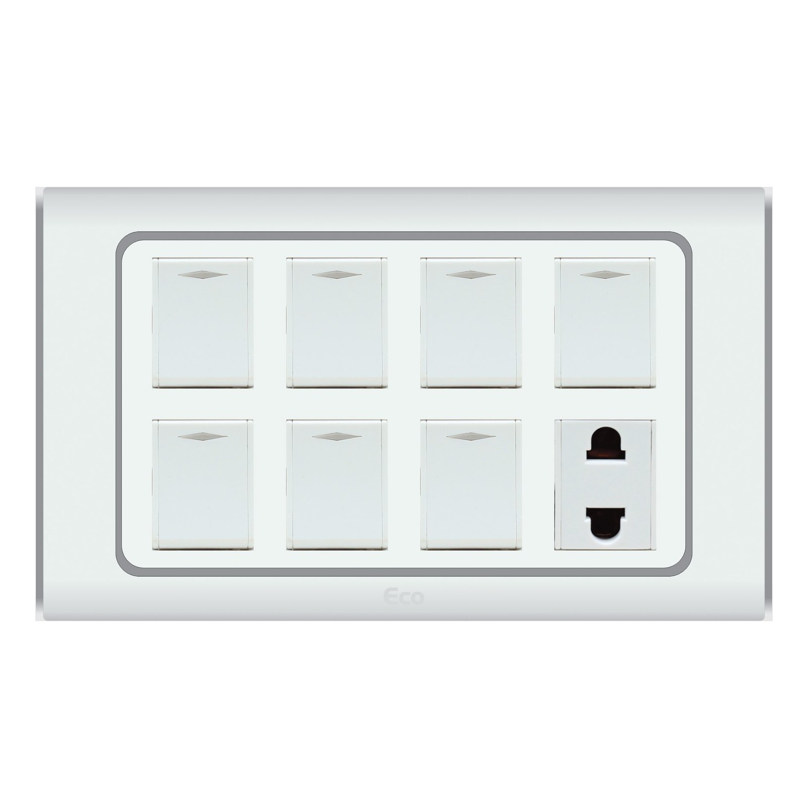 Buy Paradise ECO 7 Gang Switch Plus 1 Socket from best electrical store in Islamabad – Al Rehman Corporation
